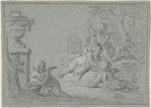 Putti i et landskap med en vase av Willem Bilderdijk