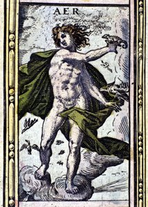 Air, et av de fire elementene representert i W. Blaeus Atlas trykt i Amsterdam i 1655. av Willem Blaeu