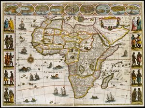 Kart over Afrika. Tallerken fra et atlas av Willem Janszoon Blaeu