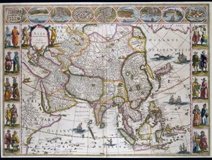Kart over Asia. Tallerken fra et atlas av Willem Janszoon Blaeu av Willem Blaeu
