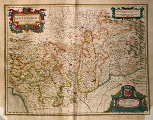 Kart over hertugdømmet Monferrato, fra Regionum Italiae, av Willem Blaeu, gravering av Willem Blaeu
