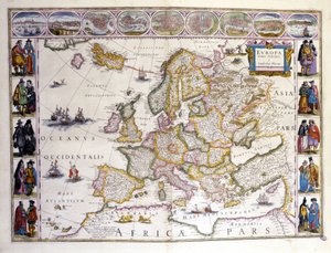 Kart over Europa. Atlas av William Blaeu (1571 - 1638). Amsterdam 1635.