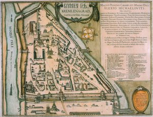 Kart over Moskva Kreml Castellum Urbis Moskvae, Russland, 1597