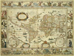 Nytt verdenskart og hydrografisk kart, Willem Janszoon Blaeu (1571-1638), Amsterdam