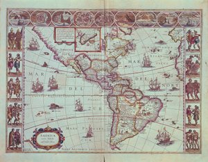 Plate som viser kartet over Sør-Amerika av Willem Blaeu