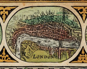 "" Representasjon av City of London "" Detalj av et verdenskart i "" The Theatre of the World "" av Willem Janszoon Blaeu (1571-1638) av Willem Blaeu