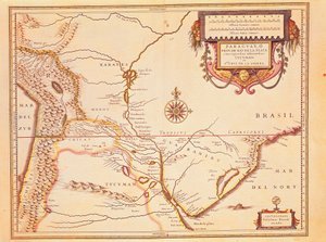 Rio de ll Plate, Silver River og Parana-bassenget i Paraguay, fra Willem Blaeus Atlas av Willem Blaeu