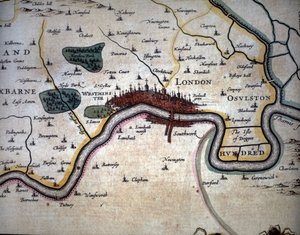 Utsikt over London og omgivelsene. Atlas av W. Blaeu av Willem Blaeu