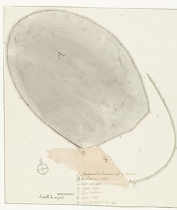Plattegrunn med størrelser fra gamle stad Manduria Målt plan over den ytre og indre veggen i det gamle Manduria, av Mr. Dierquens Reiser i Italia, Sicilia og Malta - 1778 (serietittel) av Willem Carel Dierkens