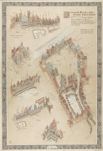 Kart over Oud-Holland, 1895 Den vermaerde Marckt ende Graft / Oudt-Hollandt genaemt / med alle syn Straten / Huysen (...) laget til ære for alle elskere av antikkens kunst (...). (tittel på vare) av Willem Corneliszoon