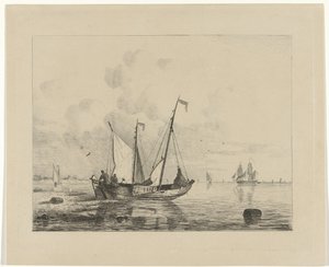 Seilskute med senkede seil av Willem Gruyter jr.