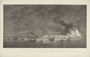 Utsikt over merkevaren og skytingen av byen Antwerpen 27. oktober 1830, under kommando av Z. Exc.e Luit.t Gener.l Baron DH Chassé; med stillingen som ZM Smaldeel under kommando av van den Kapit.n ter Zee, Jonkh.r JE Lewe van Aduard (tittel på obj
