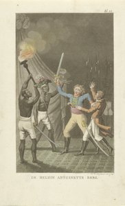 To skikkelser med sverd med to svarte menn Heltinnen Antoinette Berg (tittel på objekt)