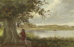 Utsikt over Hunenschans ved Uddelermeer, Gelderland, Nederland av Willem II Steelink