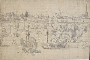 Den nederlandske flåten på Copenhagen Red 1658 av Willem I van de Velde