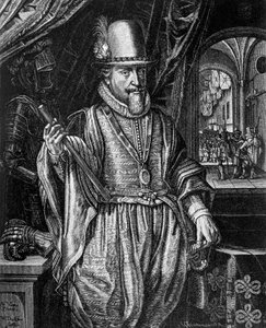 Portrett av Maurice av Nassau, Prince of Orange (1567-1625), gravering av Willem Jacobsz Delff (1580-1638)