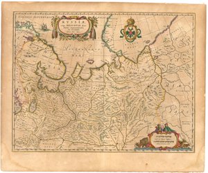 Kart over Russland Fra: Verdenskart..., 1645