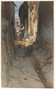 Utsikt over en liten gate i Rocca di Papa av Willem Johann Martens
