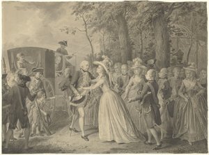 Møte mellom prinsesse Wilhelmina med broren kong Frederick III av Preussen i Cleves, 1788