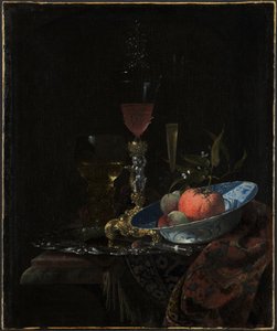 Vinglass og en skål med frukt av Willem Kalf