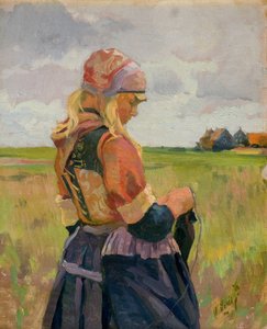 Ung jente i et landskap [eller nederlandsk jente], ca. 1892-94 (olje på lerret)