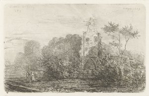 Landskap med ruin og to figurer av Willem Matthias Jan van Dielen