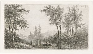 Elvelandskap med båt av Willem Matthias Jan van Dielen