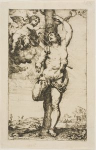 Saint Sebastian kronet av en engel av Willem Panneels
