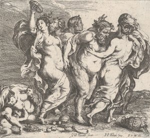 Den berusede Silenus, akkompagnert av nymfer og satyrer, 1632.
