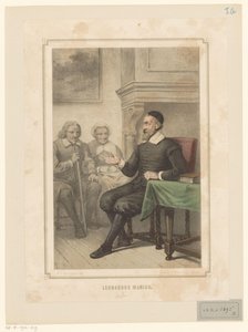 Leonardus Marius van der Goes henvender seg til en mann og en kvinne Leonardus Marius (tittel på objekt)