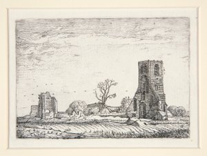 Ruiner av en kirke (kapellet i Eykenduynen nær Haag), plate 10 fra The Set of the Landscapes