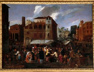 Markedsscene (olje på lerret) av Willem Reuter