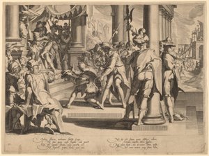 Allegori om rettferdighet av Willem Swanenburgh, after Joachim Anthonisz Wtewael