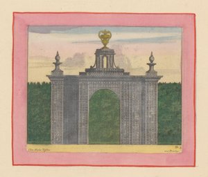 Gittertor mit Gartenvasen in den Gärten von Versailles