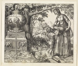 Hagar gir Ishmael en drink Historie om Hagar og Ishmael (serietittel) av Willem Thibaut