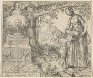 Hagar gir Ishmael en drink Historie om Hagar og Ishmael (serietittel) av Willem Thibaut