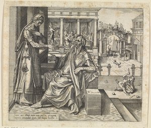 Sara ber Abraham sende Hagar og Ismael bort Historien om Hagar og Ismael (serietittel) av Willem Thibaut
