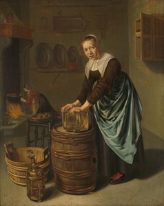Kvinne som skurer et fartøy av Willem Van Odekercken