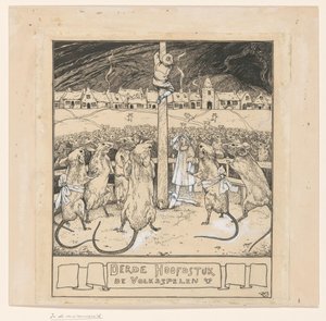 Willy klatrer på en stang mens musene ser på av Ludwig Willem Reymert Wenckebach