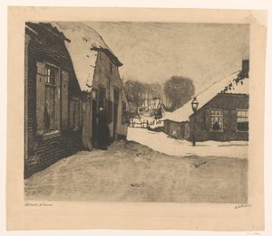 Snødekte hus i Ede av Willem Witsen (signed by artist)
