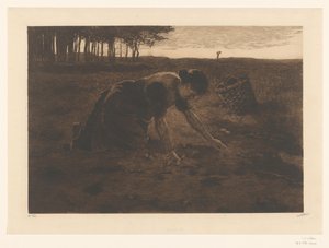 Knelende potethøster av Willem Witsen (signed by artist)