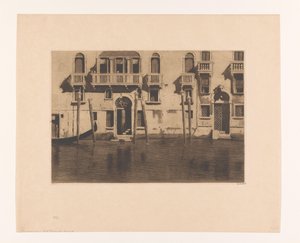 Utsikt over fasader og pullerter langs Canal Grande i Venezia Hus med seks pullerter, Venezia (original tittel) av Willem Witsen (signed by artist)