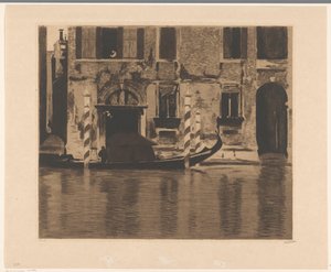 Gondol med bygging i Canal Grande i Venezia av Willem Witsen (signed by artist)