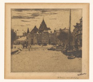 Nieuwmarkt i Amsterdam Nytt marked (tittel på objekt) av Willem Witsen (signed by artist)