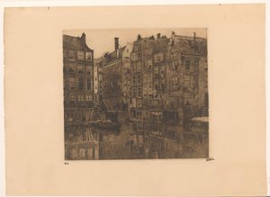 Oudezijds Voorburgwal og Oudezijds Kolk i Amsterdam av Willem Witsen (signed by artist)
