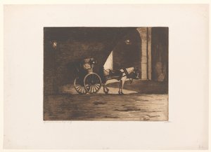 Vogn under Waterloo Bridge i London av Willem Witsen (signed by artist)