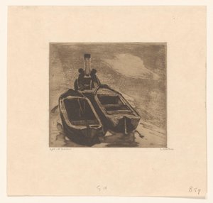 Taubåt med to lektere av Willem Witsen (signed by artist)