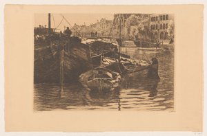 Torvskip i Oude Schans i Amsterdam av Willem Witsen (signed by artist)