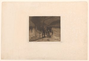 Ventende vogner på Victoria Embankment i London av Willem Witsen (signed by artist)