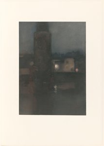 Montelbaanstoren i Amsterdam om natten av Willem Arnoldus Witsen